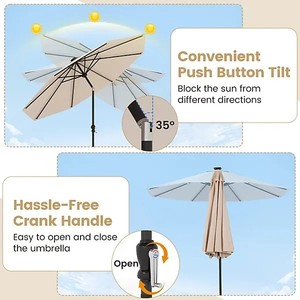 Factory Hot Sale Waterproof Aluminum Large Modern Outdoor Furniture Luxury Manual <strong>Patio</strong> <strong>Umbrella</strong> Parasol Steel <strong>Base</strong> for Hotel - Product Image 5