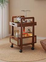 Table basse mobile en bambou multifonctionnelle, chariot de rangement pour canapé, étagère de salon simple et compacte