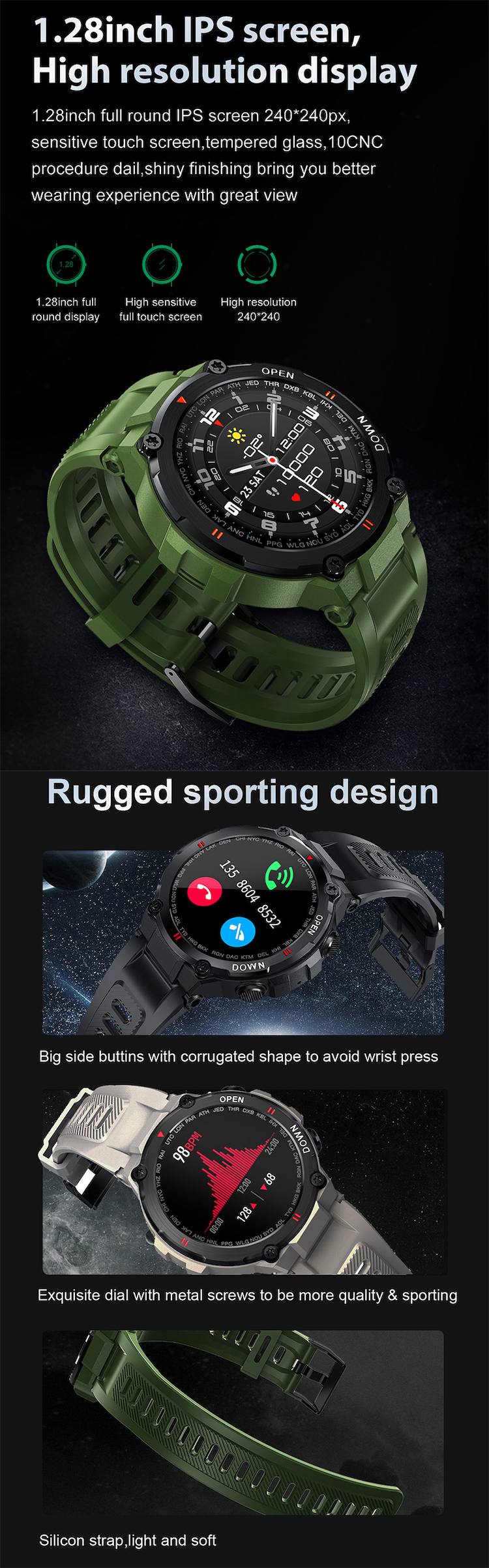 DaFit K22 Bluetooth Call Outdoor Smart Watch Black