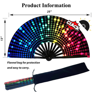 Ventaglio Pieghevole Grande da 13 <span class=keywords><strong>Pollici</strong></span> con Logo Personalizzato, Decorativo per Feste Estive, Luminoso ai Raggi UV, Spedizione in Giornata - Product Image 2