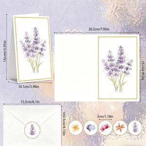 Acquerello pittura floreale bianco biglietti di auguri con buste e adesivi floreali Note biglietti e buste - Product Image 6