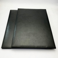 Porte-documents vertical A4 en cuir PU noir avec logo embossé, porte-certificat, couverture de diplôme pour récompenses et certificats