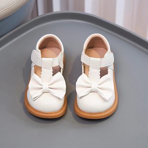 2025 nouveau mignon princesse petite fille en cuir PU berceau chaussures antidérapant en caoutchouc décontracté bébé fille lacet arcs pantoufles - Product Image 6
