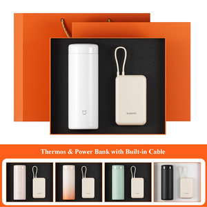 Coffret Cadeau Luxe Premium 2-en-1 Personnalisable avec Logo, comprenant une Bouteille Isotherme et une Batterie Externe avec Câble Intégré, pour la Reconnaissance des Clients Corporatifs - Product Image 2