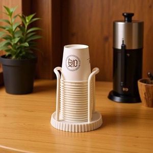 Disposable Cup Storage Rack Cylindrical White <b>Standing</b> Type Desktop Coffee Milk <b>Tea</b> Cup Organizer Holder - Product Image 3