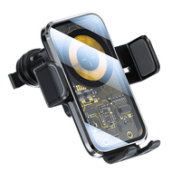 Support de téléphone de voiture sans fil 15W Type-C à fixation automatique réglable avec surface miroir et commande tactile intuitive