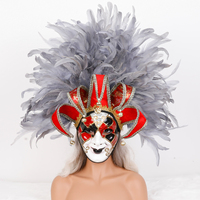 Masque en plumes de style bouffon multicolore, masque vénitien pour cosplay, masque intégral pour soirée, bal, carnaval, festival, décoration de fête