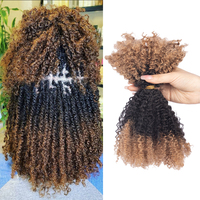 Extensions de Cheveux Humains Brésiliens Torsadés 12A Ombrés Couleur 33/1/33 Type Afro Kinky en Vrac pour Tresses, Très Vendues