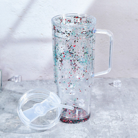 Gobelet en acrylique à double paroi sans BPA avec logo personnalisé, 40 oz, avec poignée et paille, pour adultes, isolation thermique 12-24h, idéal pour les cafés (vente en gros)