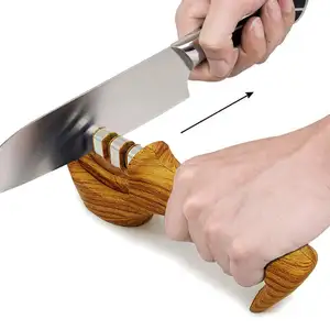 De Madera de grano fino afilador de cuchillo de madera pintada 3 Fase sacapuntas