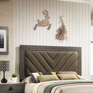 DB Contemporary 1pc <b>Queen</b> Bed Soft Double Bedroom Furniture Upholstered Gray Finish <b>Headboard</b> Bedframe Rubberwood 1pc Bedframe - Product Image 5