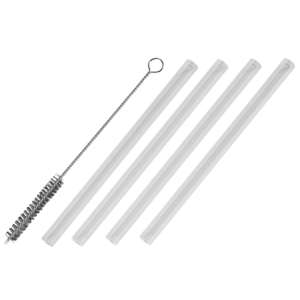 Leonardo Trinkhalm Glas Klar mit Reinigungsbürste 15cm 4er - Product Image 1