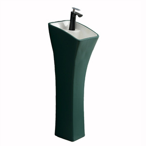 Lavabo Colonne Monobloc Moderne et Simple en Céramique à Poser au <span class=keywords><strong>Sol</strong></span> <span class=keywords><strong>pour</strong></span> Petits Appartements, Salles de Bain, Balcons et Mini-Laveries - Product Image 6