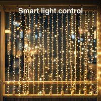 Rideau de lumières LED blanches HD 3x3m pour décoration de fenêtre intérieure/extérieure IP44 Blanc neutre Cuivre Alimenté par batterie rechargeable