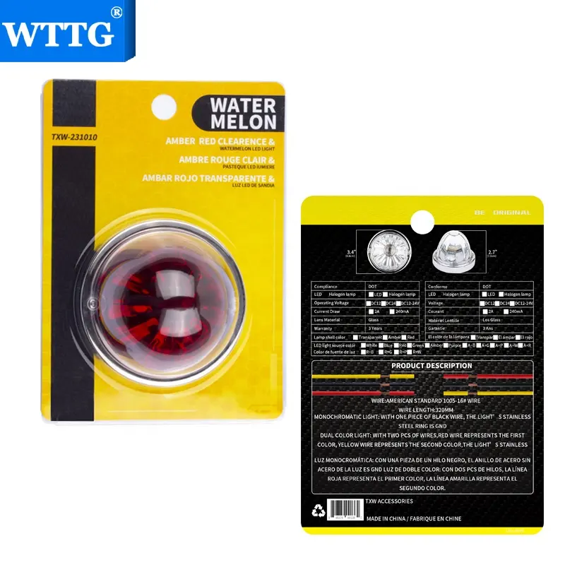 Glazen Lens Helder Rood Amber Hoge Helderheid Truck Led Licht Watermeloen Licht Semi Vrachtwagenverlichting