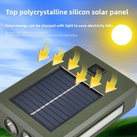 Linterna LED de Emergencia con Manivela y Energía Solar, Clasificación IP20, con Carga Solar y Tipo-C, Portátil