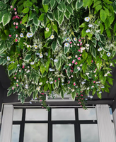 Décoration de plafond de restaurant, plante artificielle, décoration murale suspendue, vigne de rotin verte et fleur, simulation de plante verte, décoration de plafond