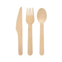 Ensemble de couverts jetables portables en bois de bouleau léger pour le voyage, la randonnée, le camping et les repas en plein air
