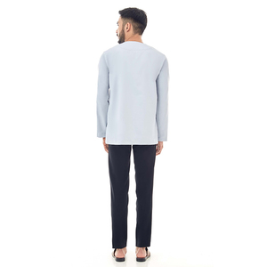 Pyjama Kurta en coton blanc avec broderie arabe, indienne et musulmane pour hommes - Product Image 2
