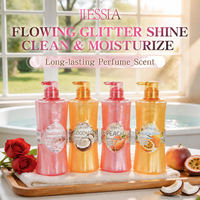 750ml Hydraterende Verfrissende Shimmer Body Wash Langdurige Lichaamsreiniger OEM JIESSIA Parelmoer Kokos Douchegel