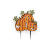 Piquets de jardin citrouilles d'Halloween en métal