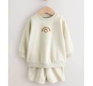 Completo primaverile da bambino a 2 pezzi con stampa <span class=keywords><strong>Smile</strong></span>, felpa e pantaloncini, <span class=keywords><strong>abbigliamento</strong></span> casual per bambini - Product Image 5