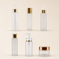 Bouteille et pot en verre givré avec logo personnalisé, flacon pompe pour lotion, flacon de maquillage, emballage cosmétique, conteneur 120ml 100ml 40ml 50g 30g