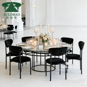 Table et chaises de restaurant en verre à cadre en métal noir - Product Image 4