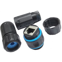 Conector RJ45 Impermeable IP68 Blindado (STP) Cat5/5e/6 para Cable Ethernet LAN, Conector de Cable de Red Doble para Exteriores