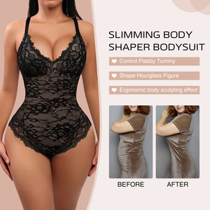 Hexin Shapewear Verified Pro HEXIN Wholesale Outdoor Shapewear Tummy Control Mesh Black Open Back <strong>Uk</strong> Lace Shapewear <strong>Bodysuit</strong> for <strong>Women</strong> - Product Image 3