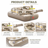 Bateau gonflable camouflage pour enfants avec canon de tir, radeau de piscine anti-retournement sûr pour la plage et la baignade