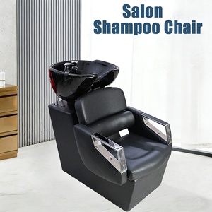 Sillón de Lavado de Cabello con Lavabo de Cerámica Negra, Unidad de Lavado para Salón, Estructura de Metal y Cuero PU, Muebles para Barbería, Color Personalizado - Product Image 2