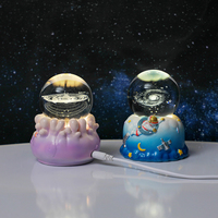 Lampe de nuit en résine gravée en 3D, boule rotative, LED, lampe de bureau USB, moderne, taille moyenne, pour salon, maison