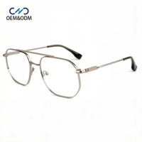 XH8718 Vente en gros XH8718 Monture de lunettes optiques en métal, style aviateur rétro unisexe et double pont, élégante et tendance