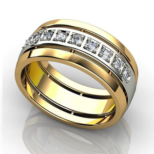 Unisex Two Tone Simple Ring Couple Style Fashion Jewelry Finger Ring - Product Image 2