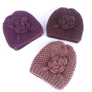 Chapeau tricoté rétro toutes saisons pour femmes, <span class=keywords><strong>bonnet</strong></span> <span class=keywords><strong>de</strong></span> <span class=keywords><strong>nuit</strong></span> rose <span class=keywords><strong>chaud</strong></span> pour mère, femme, belle-mère Baotou - Product Image 3