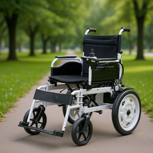 รถเข็นไฟฟ้า D0100H53SK8 กว้าง 17.5 นิ้ว พับได้ โครงอะลูมิเนียมอัลลอยด์ สำหรับผู้ใหญ่และผู้สูงอายุ พร้อมแบตเตอรี่ในตัว - Product Image 2