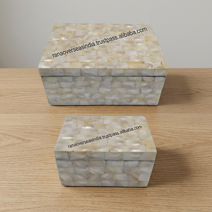 Caja de Joyería y Mini Caja de Recuerdos de Madera Tallada con Arte Folclórico de Madreperla, en Forma Rectangular, para Mujeres y Niñas - Product Image 3