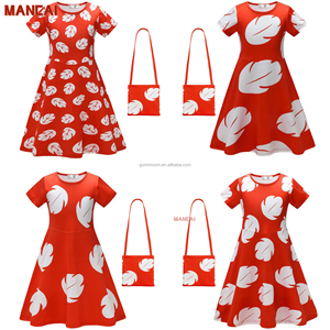 Anime <span class=keywords><strong>Lilo</strong></span> hojas disfraz <span class=keywords><strong>Stitch</strong></span> vestido <span class=keywords><strong>de</strong></span> dibujos animados para niñas verano Hawaiano hoja roja estampado niños Halloween Cosplay disfraz - Product Image 6