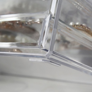 Organizador de joyas de plástico rectangular transparente de 2 capas PS, cajón de almacenamiento de escritorio para collares, anillos, inyección desmontable de cristal - Product Image 6