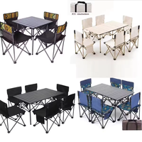 Ensemble de table et de chaises pliantes en métal pour le camping - Meubles de loisirs portables pour pique-nique en plein air