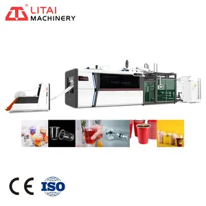 Fully Automatic Servo Drive Disposable Plastic Cup And Dishes Making Machine With Logo Maker