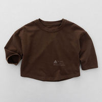 Vente en gros d'automne, t-shirts pour bébés garçons et filles de 1 à 6 ans, hauts pour enfants, t-shirts à manches longues en coton uni, vêtements pour enfants