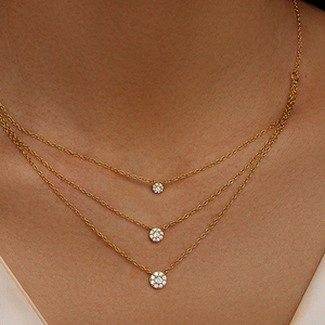 Collar CANNER de Moda en Oro con Tres Capas de Plata 925, Zirconia Redonda de Múltiples Tamaños, para Uso Diario, para Chicas - Product Image 6
