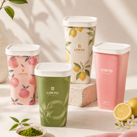 LOKYO 12oz 16oz 22oz Op maat bedrukte vierkante Boba-thee papieren bekers Wegwerp papieren bekers met vierkant papieren deksel en plastic deksel