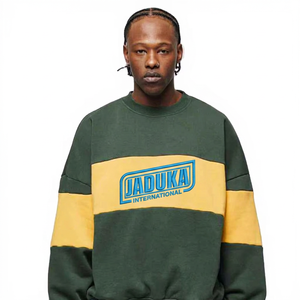 2026 High Quality Low OEM MOQ Custom Heavyweight 450g 100% cotton <b>Men</b> O Neck sweatshirt street wear baggy style - Product Image 1