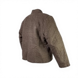 Veste décontractée pour homme en tissu tissé marron à manches longues avec boutons sur le devant, idéale pour un usage quotidien - Product Image 5