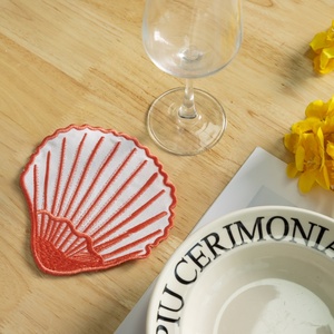 Bán buôn coquilles vỏ sò Coaster Thêu Linen Cocktail Khăn ăn Seashell Linen Cocktail Khăn ăn - Product Image 6