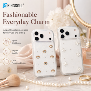 Coque de téléphone Ins Style créative avec yeux scintillants en TPU+PC, support magnétique, protection 360° pour 17/16 Pro Max/15/14 KingSoul - Product Image 5