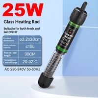 Chauffe-eau submersible pour aquarium, thermostat réglable, verre anti-explosion, pour aquarium de poissons, aquarium de tortues, tige chauffante 25W
